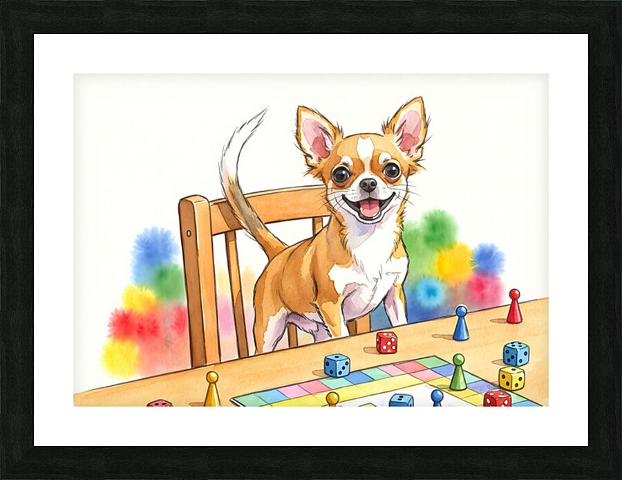 Puppy Participates In Family Board Game Picture Frame print