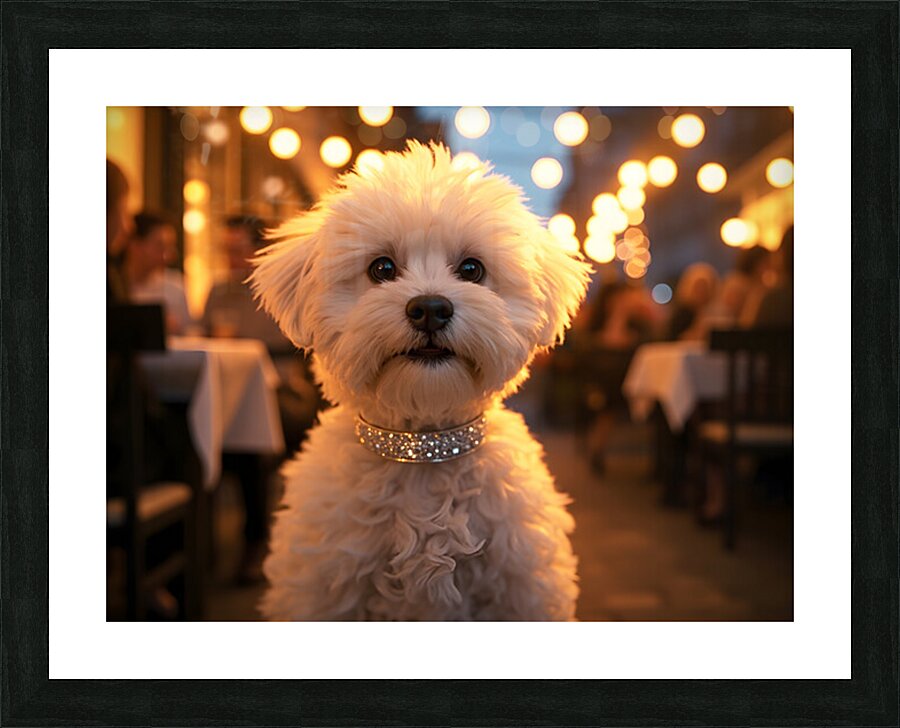 Bichon Frise Puppy Rests After Fun Evening Picture Frame print