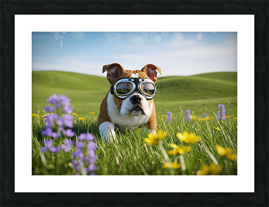 Bulldog Puppy Ready For Takeoff Adventure Picture Frame print