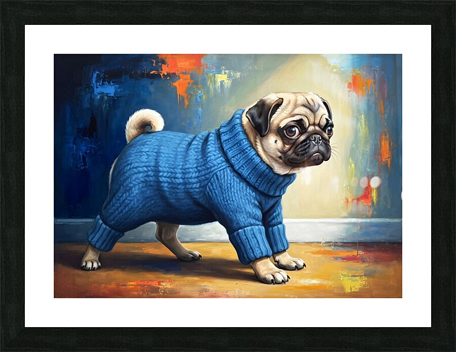 Pug Puppy Successfully Escapes Sleeve Picture Frame print