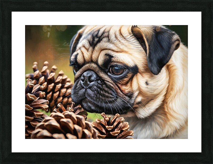 Pug Puppy Discovers Interesting Scents On Floor Picture Frame print