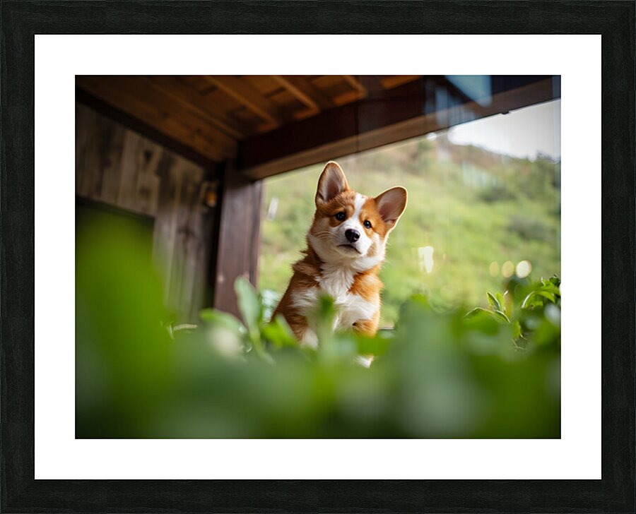 Brave Corgi Puppy Watches Storm Clear Impression et Cadre photo