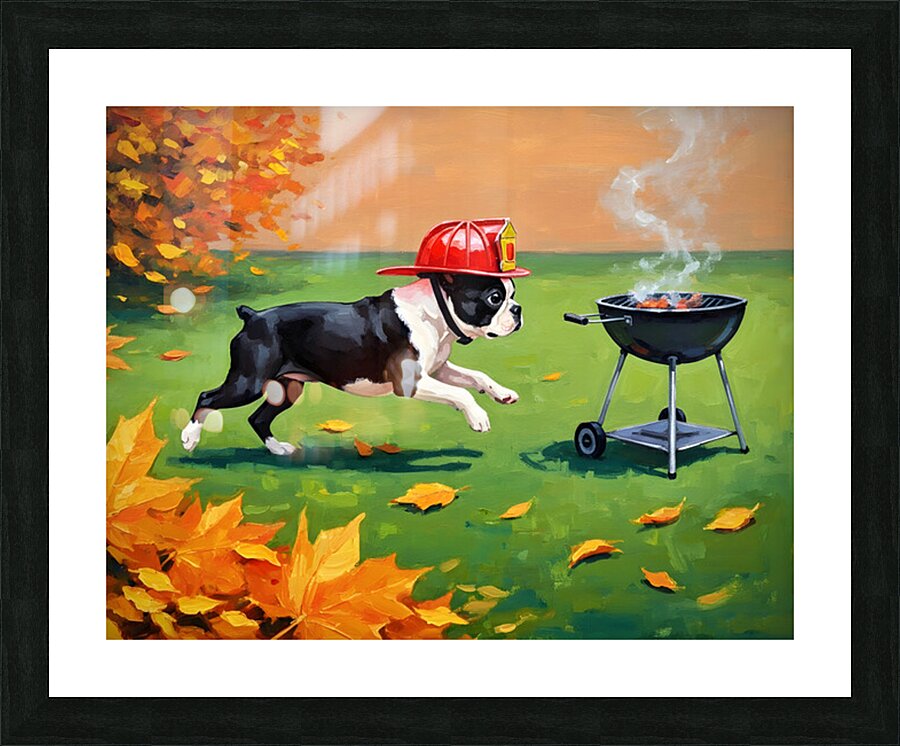 Heroic Boston Terrier Puppy Successfully Completes First Mission Picture Frame print