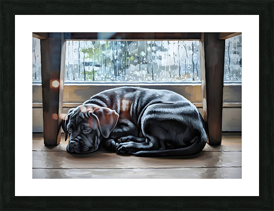 Brave Cane Corso Puppy Emerges From Hiding Picture Frame print