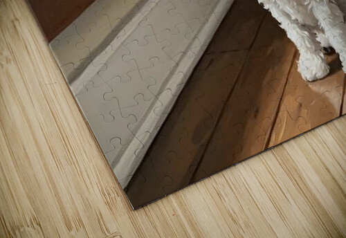 Curious White Bichon Frise Puppy Discovers Mirror For First Time Puppy Prints puzzle