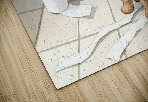 Brown Yorkshire Terrier Puppy With Unrolled Toilet Paper Trail Puppy Prints puzzle