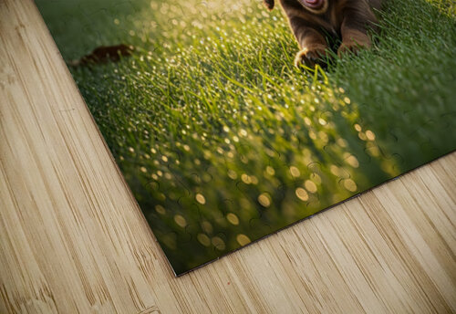 Brown Dachshund Puppy Waking Up In Sunny Garden Puppy Prints puzzle