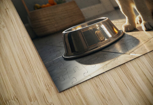 Golden Retriever Puppy Discovers Empty Food Bowl Puppy Prints puzzle