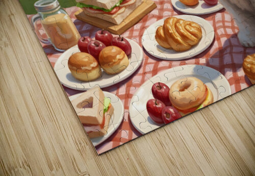 Patient Bichon Frise Waits For Picnic Treats Puppy Prints puzzle