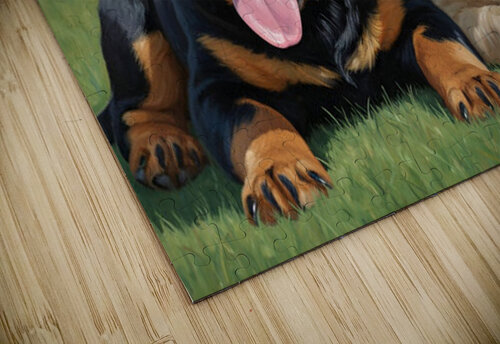Exhausted Rottweiler Puppy Rests After Fun Playtime Puppy Prints puzzle