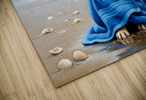 Shivering Labrador Puppy Wrapped In Beach Towel Puppy Prints puzzle