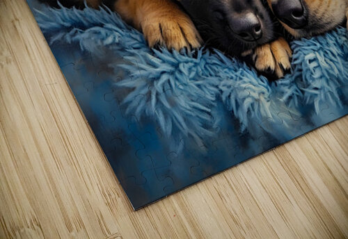 German Shepherd Puppy Snuggles With Golden Friend Puppy Prints puzzle