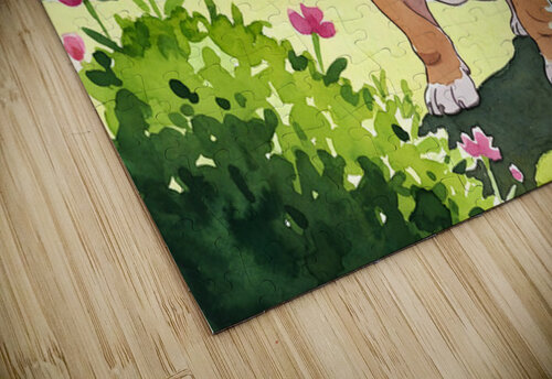 Bulldog Puppy Explores The Garden Alone Puppy Prints puzzle