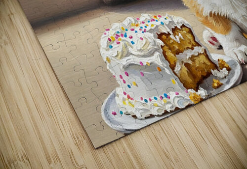 Happy Messy Corgi After Birthday Cake Puppy Prints puzzle