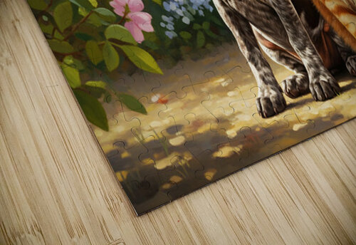 German Shorthaired Pointer Puppy Befriends Cat Puppy Prints puzzle