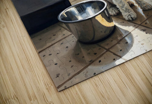 Bichon Frise Puppy Discovers Empty Food Bowl Puppy Prints puzzle