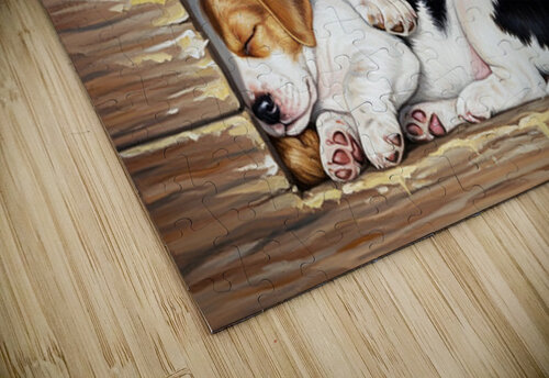 Beagle Puppy Sleeps Peacefully With Puppy Pile Puppy Prints puzzle