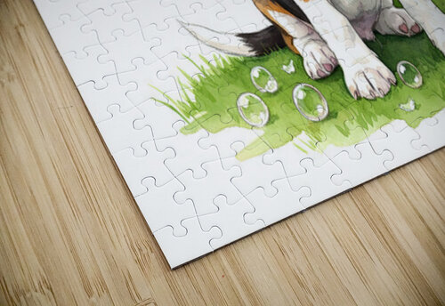 Beagle Puppy Confused After Bubbles Pop Away Puppy Prints puzzle
