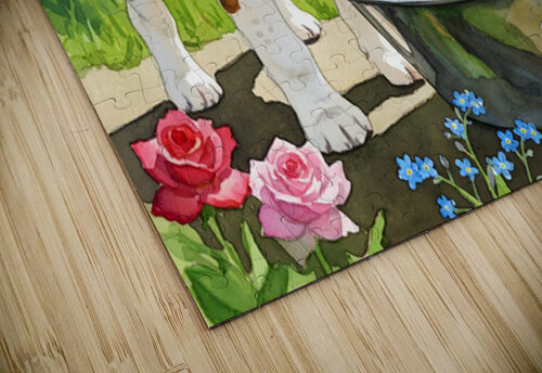 Little Beagle Puppy Discovers Water Bowl Puppy Prints puzzle