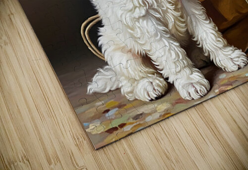 Triumphant Poodle Puppy Completes Paper Bag Adventure Puppy Prints puzzle