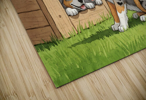 Happy Australian Shepherd Puppy Free From Crowded House Puppy Prints puzzle
