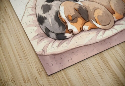 Sleepy Australian Shepherd Puppy Rests After Storm Puppy Prints puzzle