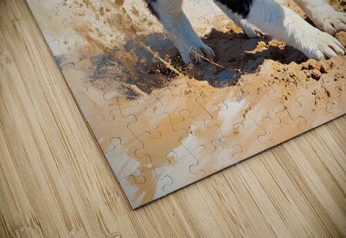 Husky Puppy Digging Excitedly In Beach Sand Puppy Prints puzzle
