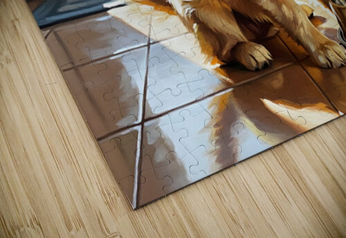 Golden Retriever Puppy Discovers Empty Food Bowl Puppy Prints puzzle