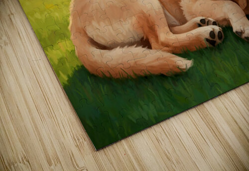 Golden Retriever Puppy Naps After Fun Day Playing Puppy Prints puzzle