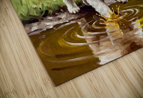 Bichon Frise Puppy Discovers Muddy Puddle Puppy Prints puzzle