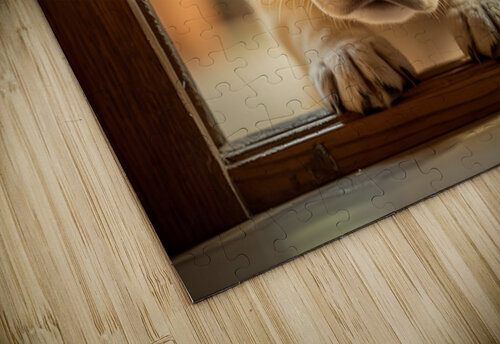 Curious Puppy Discovers Cat Flap Door Puppy Prints puzzle