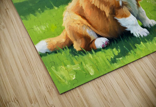 Pembroke Welsh Corgi Puppy Discovers New Hand Game Puppy Prints puzzle
