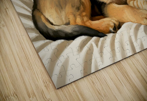 German Shepherd Puppy Snuggles With Cat Friend Puppy Prints puzzle