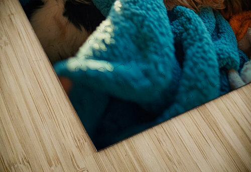 Yorkshire Terrier Puppy Discovers Blanket Mountain Puppy Prints puzzle