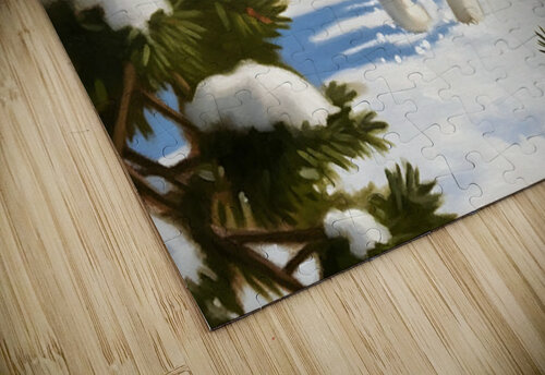 Siberian Husky Puppy In Red Holiday Costume Indoors Puppy Prints puzzle