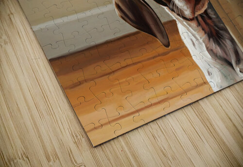 Happy Puppy Emerging From Curtain Hideout Puppy Prints puzzle