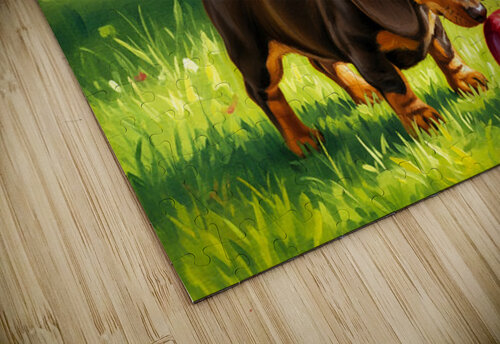 Happy Puppy Enjoys Apple Treat Puppy Prints puzzle