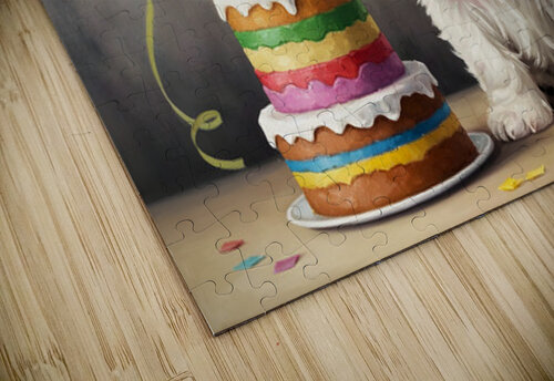 Sleepy Birthday Puppy Rests After Party Fun Puppy Prints puzzle