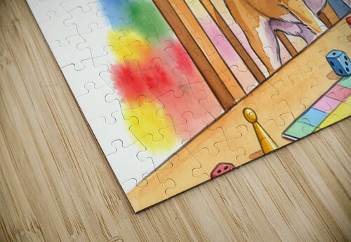 Puppy Participates In Family Board Game Puppy Prints puzzle