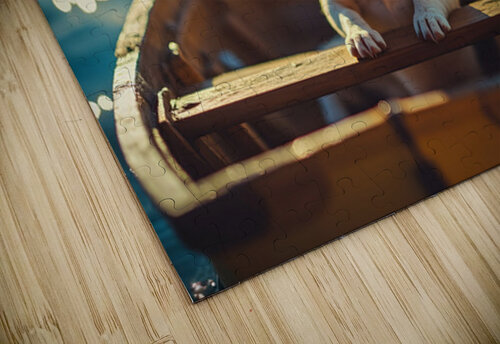 Chihuahua Puppy At Lake With Aviator Goggles Puppy Prints puzzle