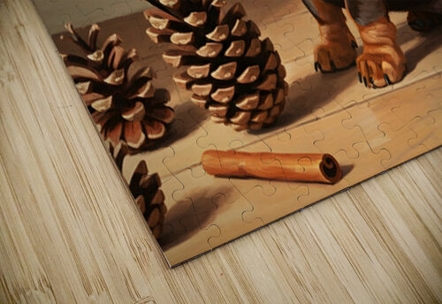 Happy Dachshund Puppy Relaxing With Natural Treasures Puppy Prints puzzle