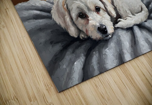 Bichon Frise Puppy Dreams By The Fireplace Puppy Prints puzzle