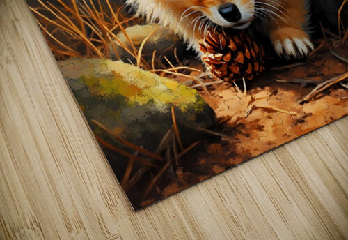 Pomeranian Puppy Discovers Pinecone In Forest Puppy Prints puzzle