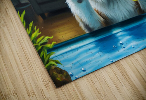 Australian Shepherd Puppy Discovers Amazing Fish Tank Puppy Prints puzzle