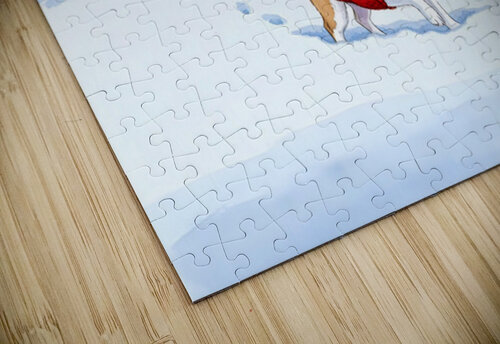 Chihuahua Puppys First Winter Day In Red Sweater Puppy Prints puzzle