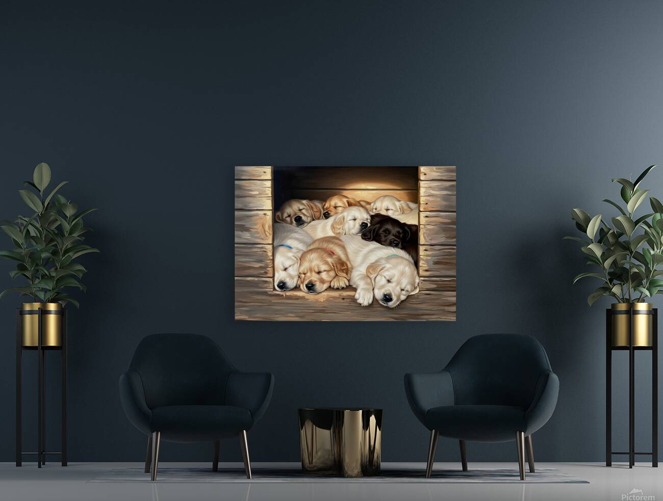 Golden Retriever Puppy Sleeping With Puppy Friends Reproduction