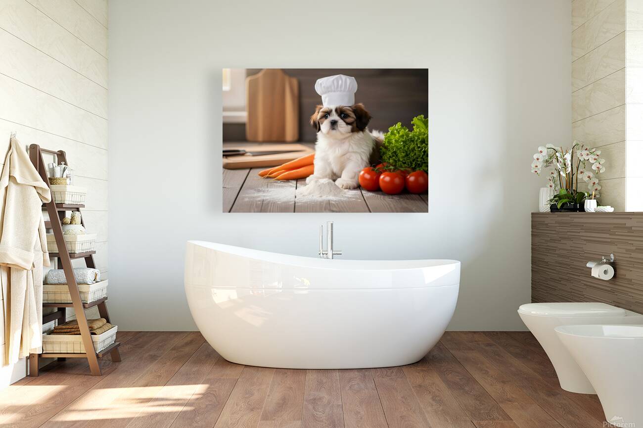 Shih Tzu Puppy Chef Ready To Cook Reproduction