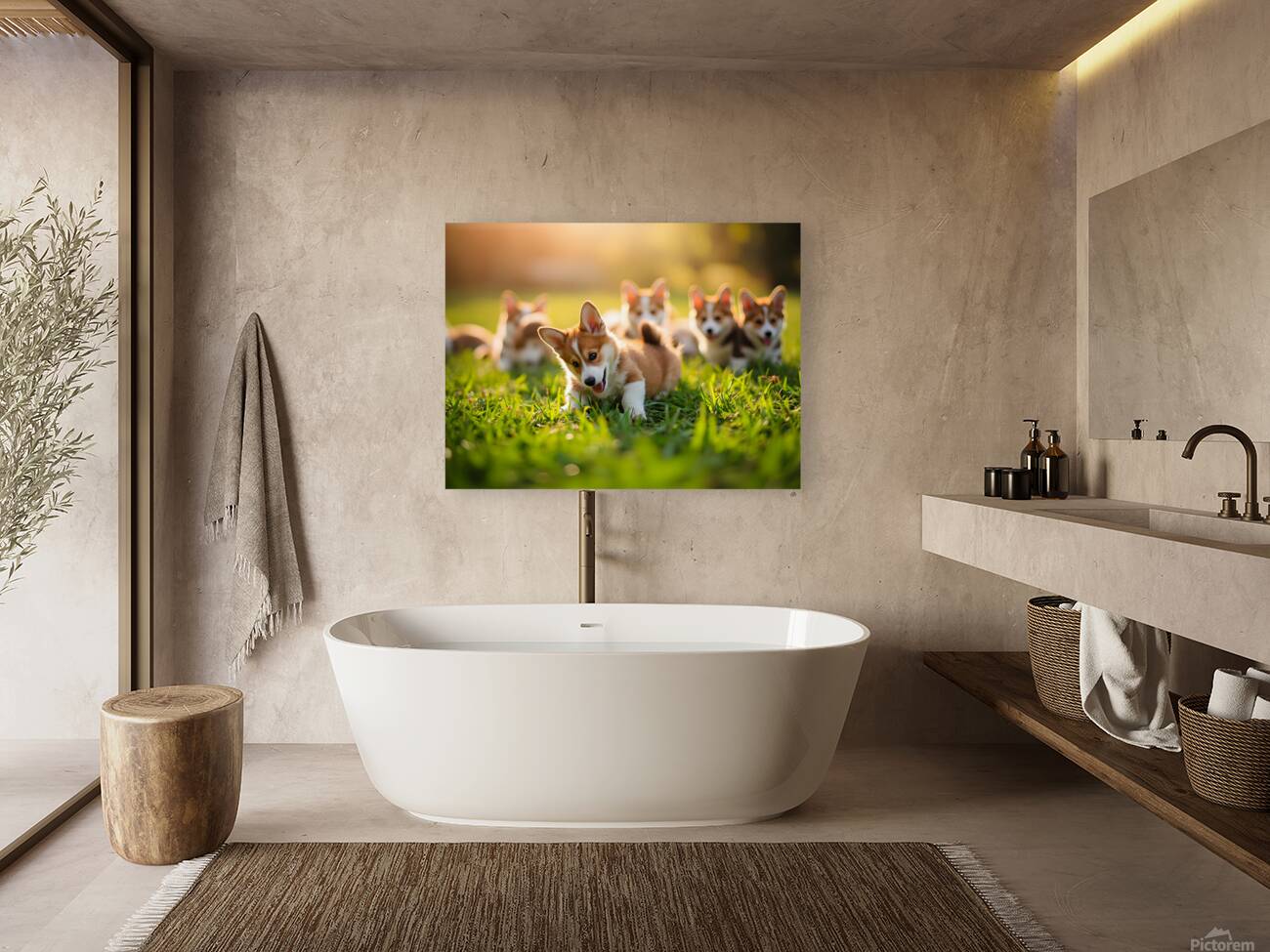 Pembroke Welsh Corgi Puppy Ready To Play With Siblings Reproduction