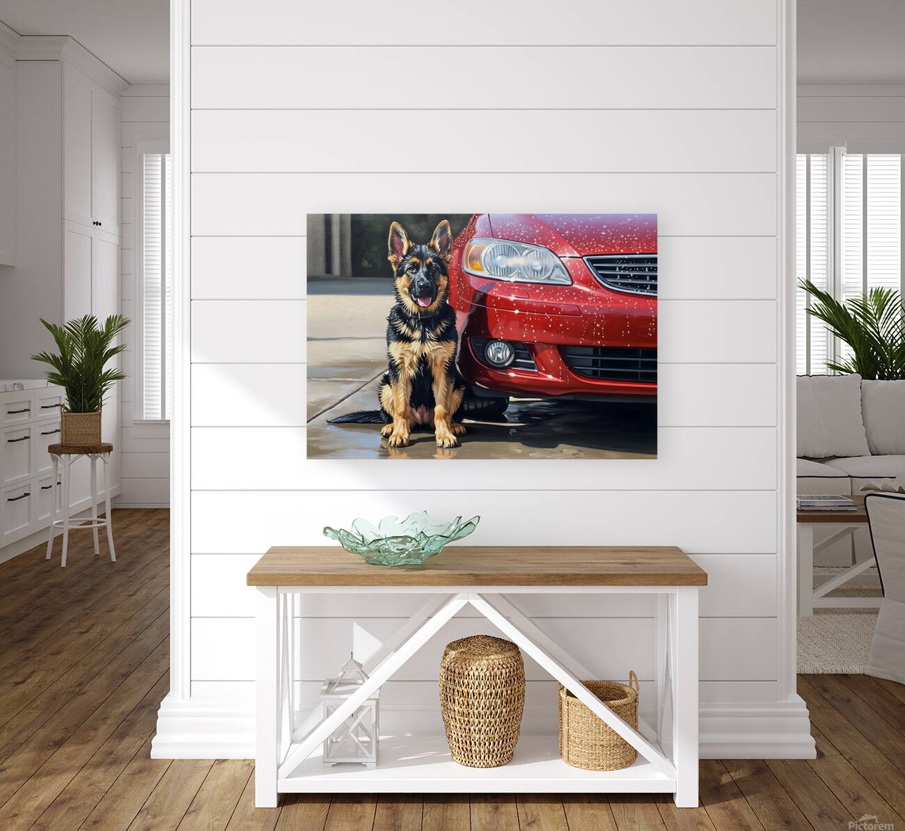 Clean German Shepherd Puppy After Successful Car Wash Reproduction