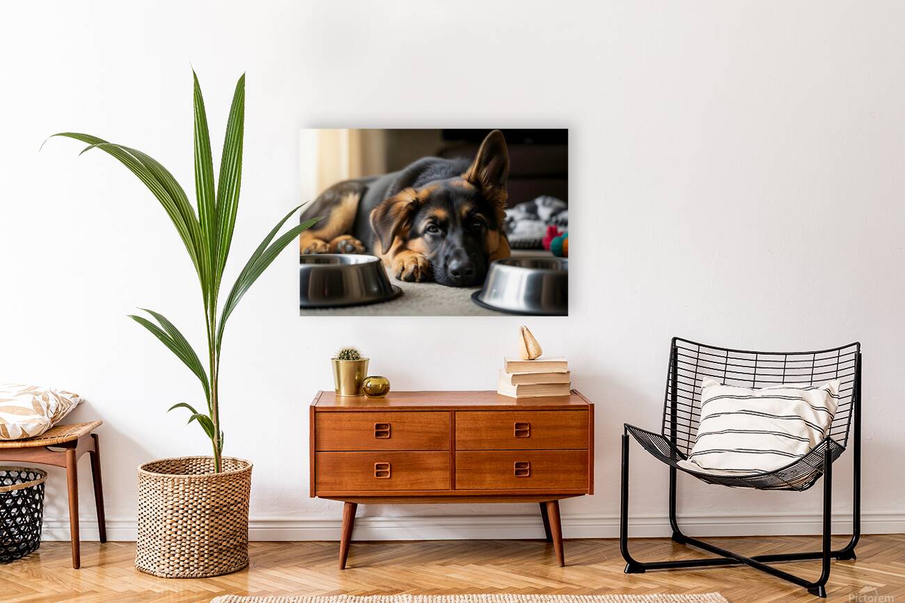 Drowsy German Shepherd Puppy Resting After Eating Reproduction